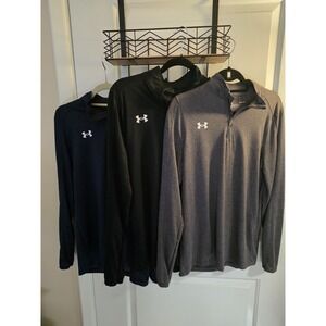 under armer womens small zip long sleeve mock  3 pack bundle gray navy black